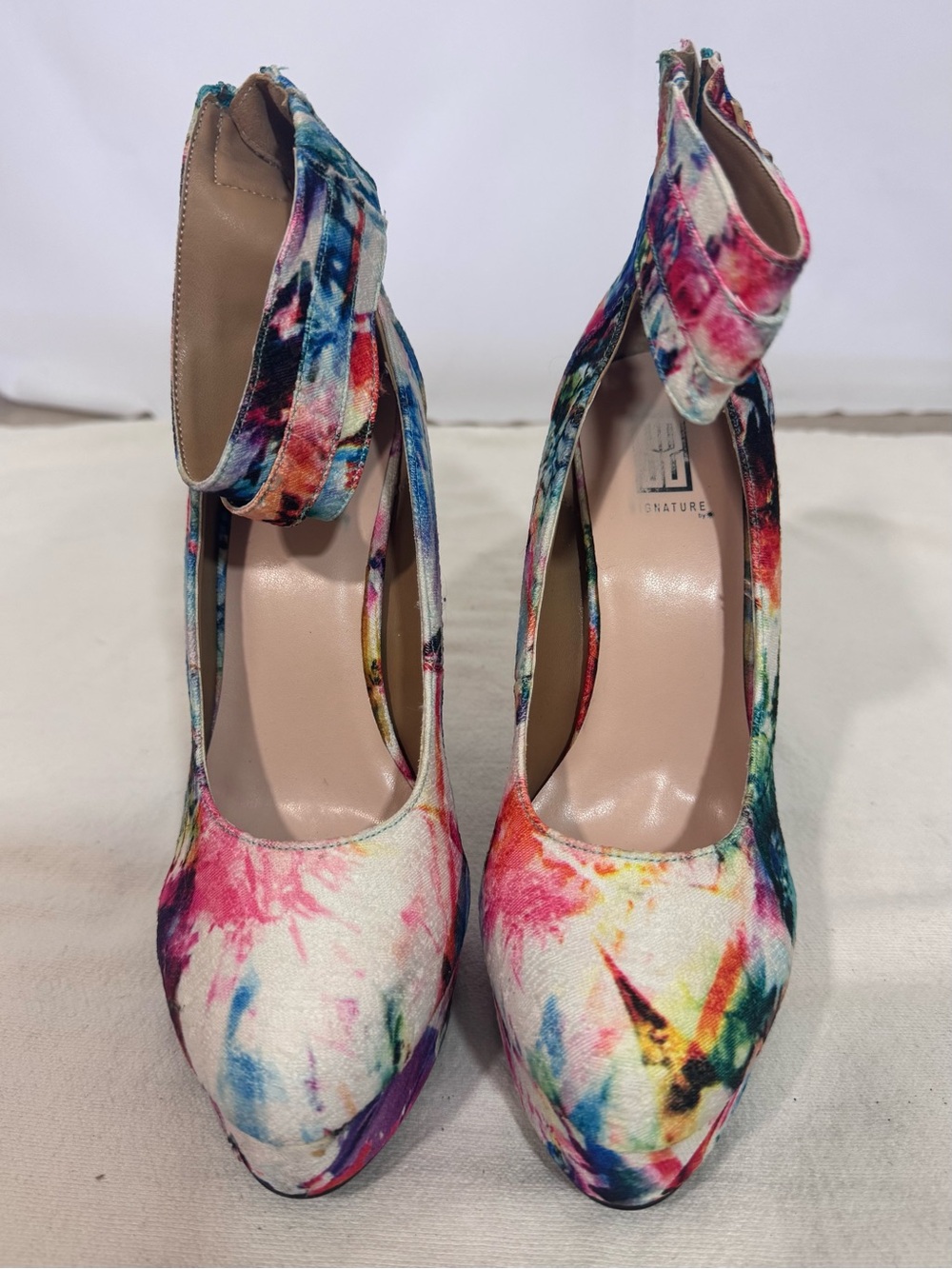 Signature Colorful Tie-Dye Ankle-Strap Pumps